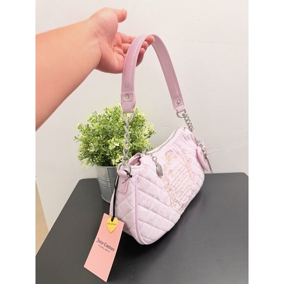 Juicy Couture Lilac Mist Quilted Velour Juicy Tale Shoulder Bag NWT - Picture 4 of 13